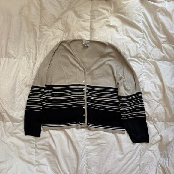 Bobbie Brooks Sweaters - Vintage 90s oversized striped cardigan women’s large Bobbie brooks grunge baggy
